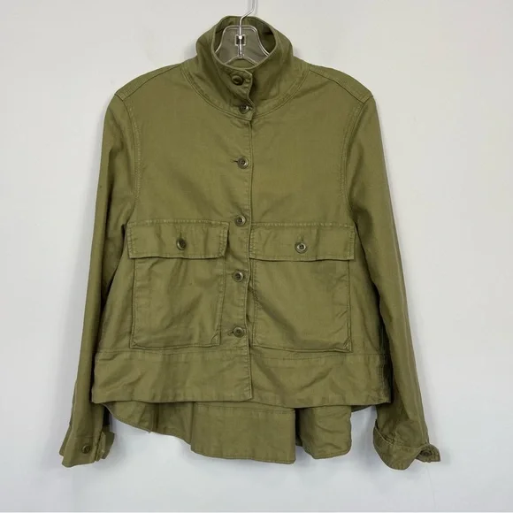 THE GREAT. The Swingy Army Jacket Military Green Utility Short High Low Coat 1 S - Picture 7 of 16